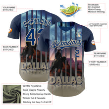 Charger l'image dans la galerie, Custom Blue US Navy Blue City Cream-Gray Dallas Texas Western Cowboy City Symbol Authentic Baseball Jersey