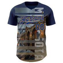 Charger l'image dans la galerie, Custom Blue Royal Gray-Old Gold Minnesota Stone Bridge Landmark City Symbol Authentic Baseball Jersey