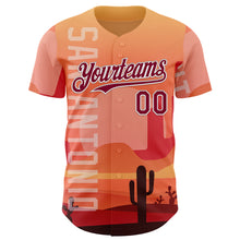 Load image into Gallery viewer, Custom Orange Maroon-White San Antonio Cactus Western Sunset City Symbol Authentic Baseball Jersey