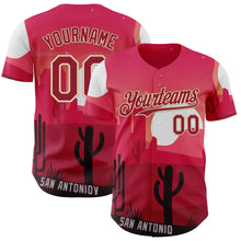 Charger l'image dans la galerie, Custom Pink Cardinal-City Cream San Antonio Cactus Western Sunset City Symbol Authentic Baseball Jersey
