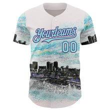 Загрузить изображение в средство просмотра галереи, Custom White Ice Blue Black-Purple New Orleans Louisiana Cityscape Skyline City Symbol Authentic Baseball Jersey