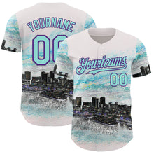 Загрузить изображение в средство просмотра галереи, Custom White Ice Blue Black-Purple New Orleans Louisiana Cityscape Skyline City Symbol Authentic Baseball Jersey
