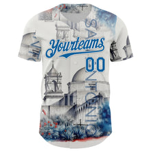 Charger l'image dans la galerie, Custom Gray Blue-White San Antonio Texas Mission San Jose Landmark City Symbol Authentic Baseball Jersey