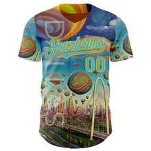 Charger l'image dans la galerie, Custom Blue Sky Blue-Yellow Dallas Texas Cityscape Skyline City Symbol Authentic Baseball Jersey