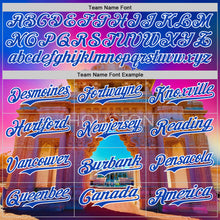 Load image into Gallery viewer, Custom Pink Thunder Blue Orange-White Houston Texas Hindu Temple Landmark City Symbol Authentic Baseball Jersey