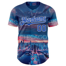 Load image into Gallery viewer, Custom Blue Thunder Blue-White Chicago Illinois Cityscape Skyline City Symbol Authentic Baseball Jersey
