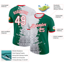 Laden Sie das Bild in den Galerie-Viewer, Custom White Kelly Green-Fire Red Mexico Tribal Performance T-Shirt