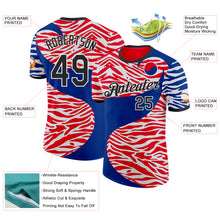 Load image into Gallery viewer, Custom Royal Fire Red White-Black South Korea Tiger Stripe Performance T-Shirt