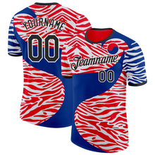 Load image into Gallery viewer, Custom Royal Fire Red White-Black South Korea Tiger Stripe Performance T-Shirt