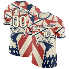 Charger l'image dans la galerie, Custom Cream Red-Blue USA Flag Eagle And Star Performance T-Shirt