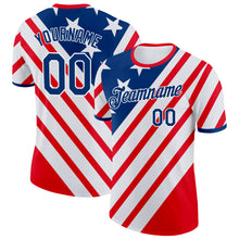 Load image into Gallery viewer, Custom Red US Navy Blue-White American Star Performance T-Shirt