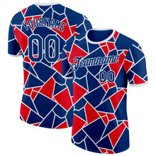 Charger l'image dans la galerie, Custom US Navy Blue Red-White American Abstract Geometric Shape Performance T-Shirt