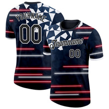 Charger l'image dans la galerie, Custom Blue Black Red-White American Abstract Geometric Shape Line Performance T-Shirt