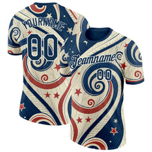 Загрузить изображение в средство просмотра галереи, Custom Cream Blue Red-White American Star Performance T-Shirt