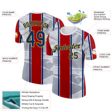 Laden Sie das Bild in den Galerie-Viewer, Custom White US Navy Blue Gray Red-Gold Netherlands Line Performance T-Shirt