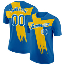 Load image into Gallery viewer, Custom Blue Yellow-White Sweden Dot Performance T-Shirt