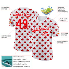 Laden Sie das Bild in den Galerie-Viewer, Custom White Fire Red Canada Maple Leaf Plaid Performance T-Shirt