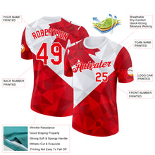 Load image into Gallery viewer, Custom White Fire Red Canada Maple Leaf Geometric Shape Performance T-Shirt