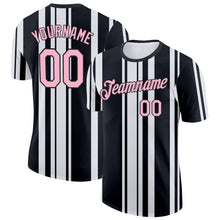 Laden Sie das Bild in den Galerie-Viewer, Custom Black Light Pink-White Italy Stripe Performance T-Shirt