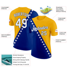 Charger l'image dans la galerie, Custom Gold White-Royal Bosnia And Herzegovina Star Performance T-Shirt
