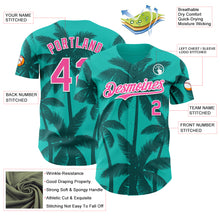 Load image into Gallery viewer, Custom Aqua Pink Teal-White Tropical Hawaii Palm Trees Authentic Baseball Jersey
