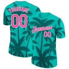 Загрузить изображение в средство просмотра галереи, Custom Aqua Pink Teal-White Tropical Hawaii Palm Trees Performance T-Shirt