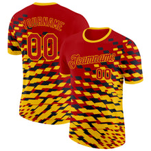 Load image into Gallery viewer, Custom Red Yellow-Black Belgium Geometric Performance T-Shirt