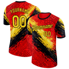 Load image into Gallery viewer, Custom Red Yellow-Black Belgium Splash Performance T-Shirt