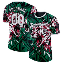 Laden Sie das Bild in den Galerie-Viewer, Custom Green White Black-Red Iran Leopard Performance T-Shirt