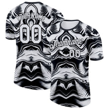 Load image into Gallery viewer, Custom Black White New Zealand Silver Fern Performance T-Shirt