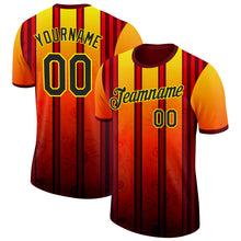 Load image into Gallery viewer, Custom Red Black-Light Yellow Germany Stripe Performance T-Shirt