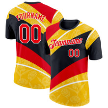 Загрузить изображение в средство просмотра галереи, Custom Black Fire Red Yellow-White Germany Flower Performance T-Shirt