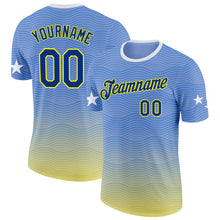Загрузить изображение в средство просмотра галереи, Custom Blue Royal Light Yellow-White Curacao Wave Performance T-Shirt