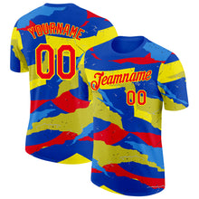 Загрузить изображение в средство просмотра галереи, Custom Blue Fire Red-Light Yellow Ecuador Splash Performance T-Shirt