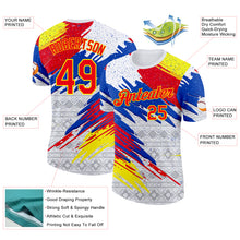 Load image into Gallery viewer, Custom White Fire Red Light Yellow Blue-Gray Ecuador Splash Geometric Performance T-Shirt