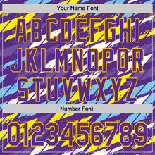 Load image into Gallery viewer, Custom Purple Yellow-Blue 3D Pattern Design Car Racing Formula Auto Motorsport Authentic Baseball Jersey