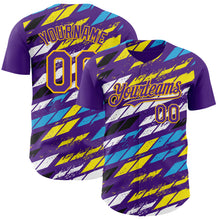 Load image into Gallery viewer, Custom Purple Yellow-Blue 3D Pattern Design Car Racing Formula Auto Motorsport Authentic Baseball Jersey