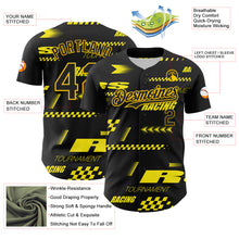Загрузить изображение в средство просмотра галереи, Custom Black Yellow 3D Pattern Design Car Racing Formula Auto Motorsport Authentic Baseball Jersey