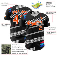 Load image into Gallery viewer, Custom Black Orange White-Blue 3D Pattern Design Car Racing Formula Auto Motorsport Authentic Baseball Jersey