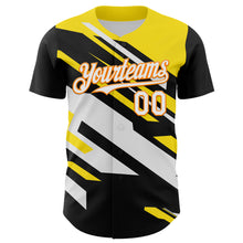 Загрузить изображение в средство просмотра галереи, Custom Black White Bay Orange-Yellow 3D Pattern Design Car Racing Formula Auto Motorsport Authentic Baseball Jersey