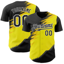 Загрузить изображение в средство просмотра галереи, Custom Black White-Yellow 3D Pattern Design Car Racing Formula Auto Motorsport Authentic Baseball Jersey