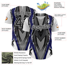 Load image into Gallery viewer, Custom White Black Gray-Blue 3D Pattern Design Car Racing Formula Auto Motorsport Authentic Baseball Jersey