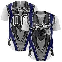 Load image into Gallery viewer, Custom White Black Gray-Blue 3D Pattern Design Car Racing Formula Auto Motorsport Authentic Baseball Jersey