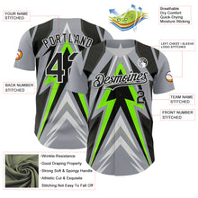 Load image into Gallery viewer, Custom Gray Black White-Green 3D Pattern Design Car Racing Formula Auto Motorsport Authentic Baseball Jersey