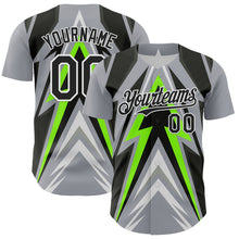 Load image into Gallery viewer, Custom Gray Black White-Green 3D Pattern Design Car Racing Formula Auto Motorsport Authentic Baseball Jersey