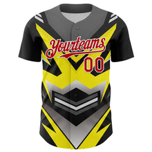 Load image into Gallery viewer, Custom Black Red White-Yellow 3D Pattern Design Car Racing Formula Auto Motorsport Authentic Baseball Jersey