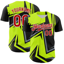Load image into Gallery viewer, Custom Black Red White-Green 3D Pattern Design Car Racing Formula Auto Motorsport Authentic Baseball Jersey