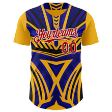 Load image into Gallery viewer, Custom Gold Red White Blue-Black 3D Pattern Design Car Racing Formula Auto Motorsport Authentic Baseball Jersey