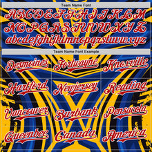 Load image into Gallery viewer, Custom Gold Red White Blue-Black 3D Pattern Design Car Racing Formula Auto Motorsport Authentic Baseball Jersey