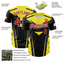 Load image into Gallery viewer, Custom Black Red White-Yellow 3D Pattern Design Car Racing Formula Auto Motorsport Authentic Baseball Jersey